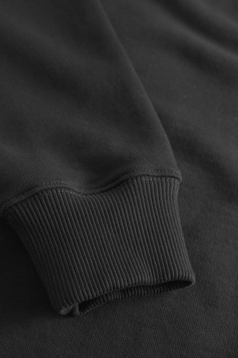 Rue de Tokyo TREVOR ORGANIC HEAVY JERSEY SWEATSHIRTS BLACK WITH OFF WHITE LOGO